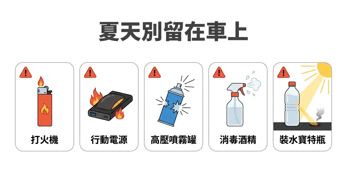 夏天不能留在車上的危險物品