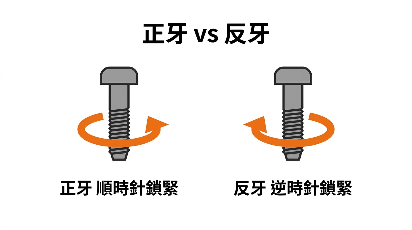 正牙反牙鎖緊方向
