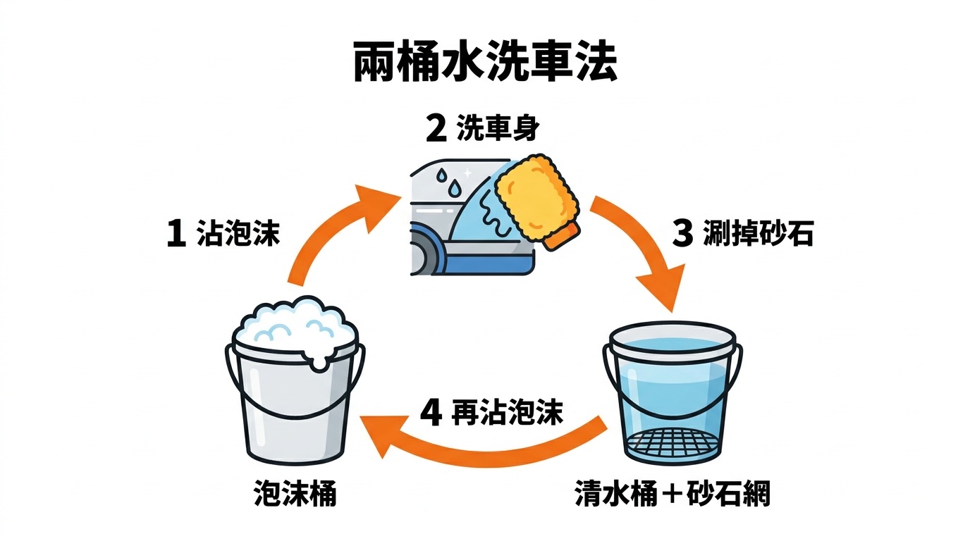 兩桶水洗車法循環圖